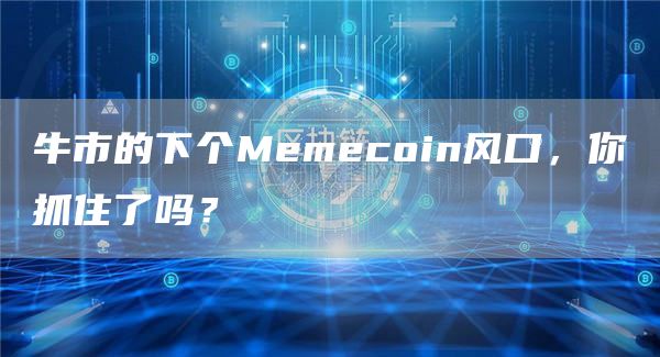 牛市的下个Memecoin风口，你抓住了吗？